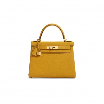 HERMÈS LEATHER KELLY 25 TOGO WITH GOLD HARDWARE (25*17*7cm) 